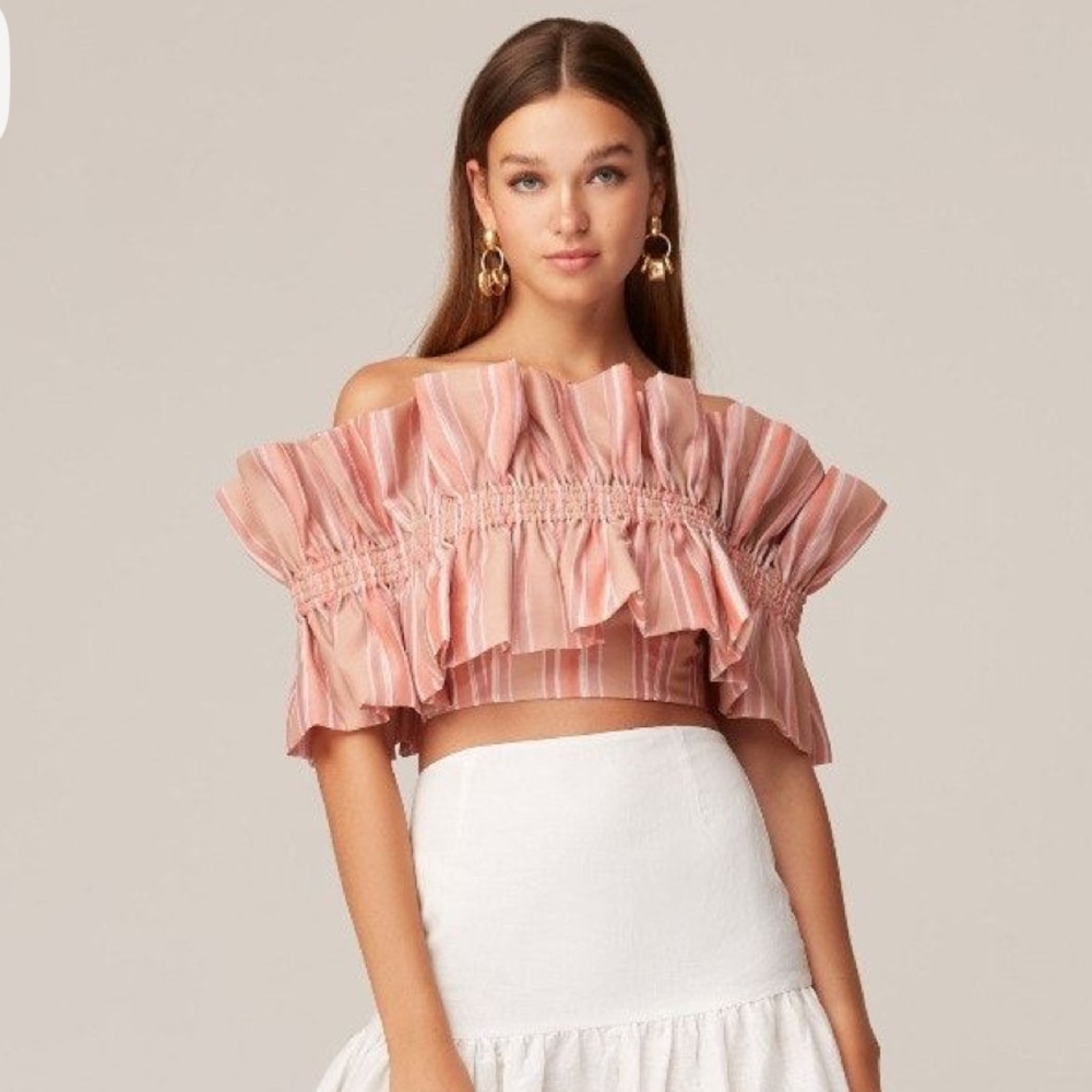 Keepsake the Label off the shoulder Pink Stripe Top size S